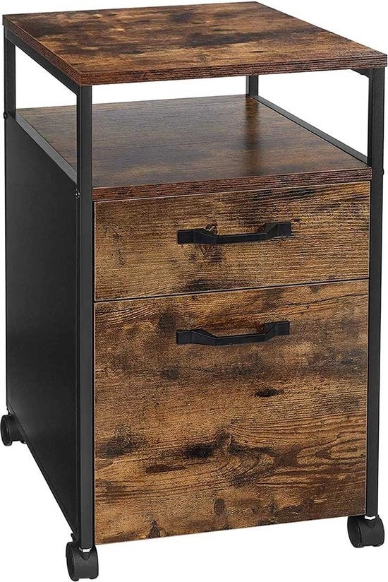 Cassettiere Industriale - Ufficio - Studio - Camera - Cassettiera su ruote - Legno - 41x45x66cm