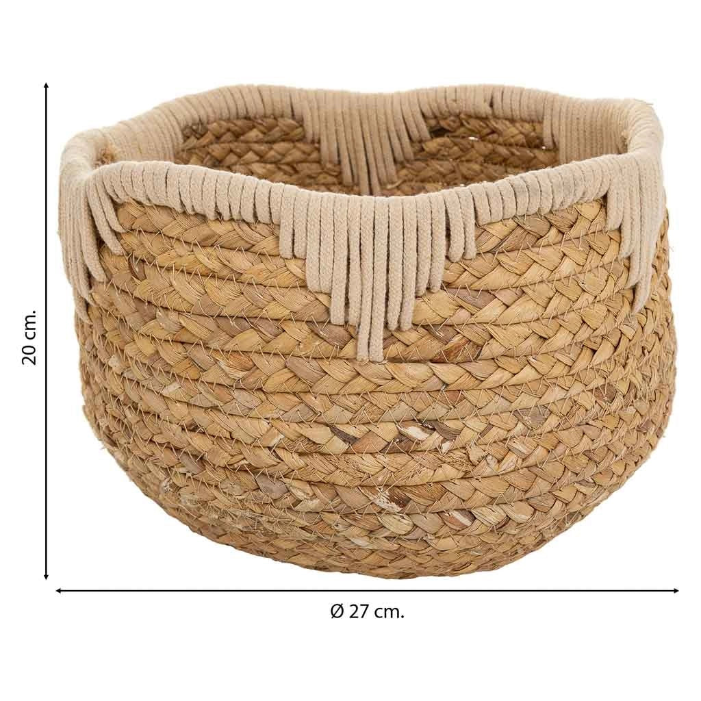 Cesto in fibra naturale e cotone bianco D27x20