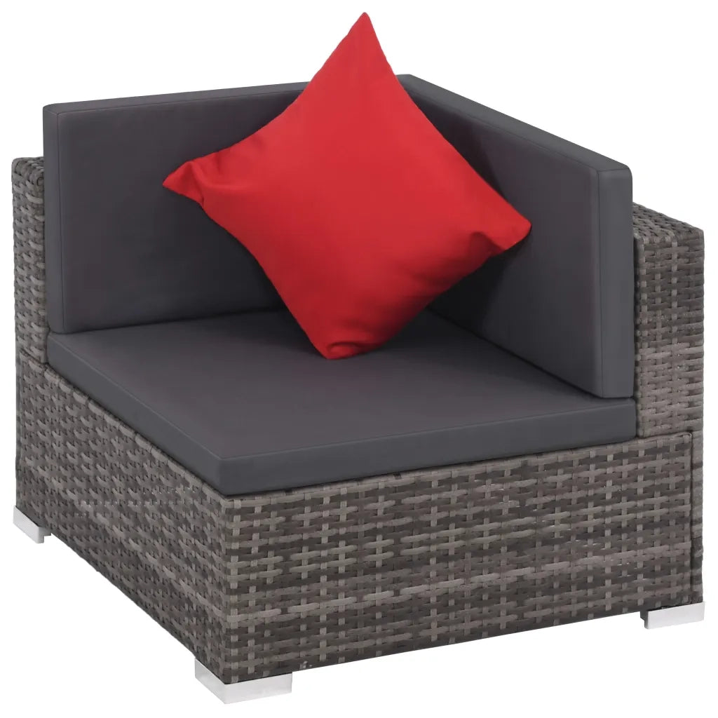 Set da Giardino 8 pz con Cuscini in Polyrattan Grigio