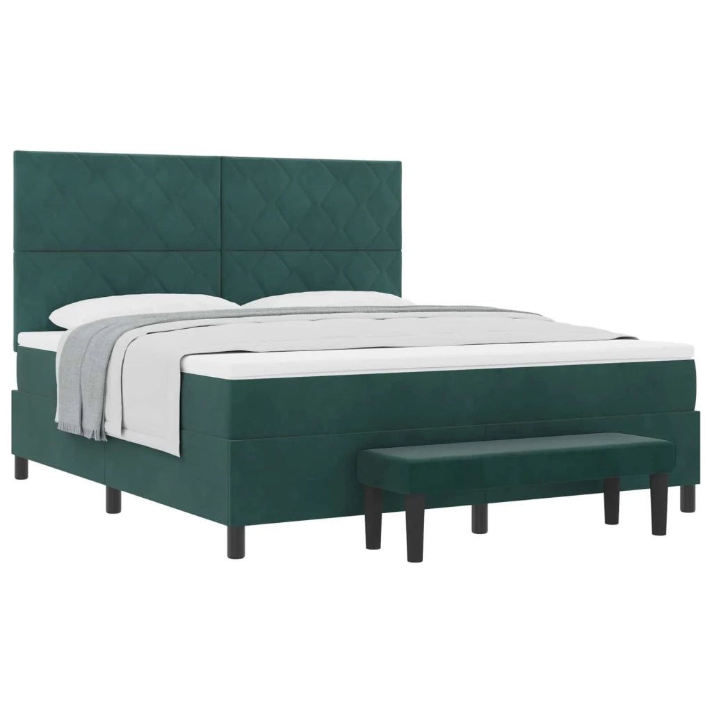 Letto a molle con testiera Verde scuro 200 x 180 cm Velluto 3344597
