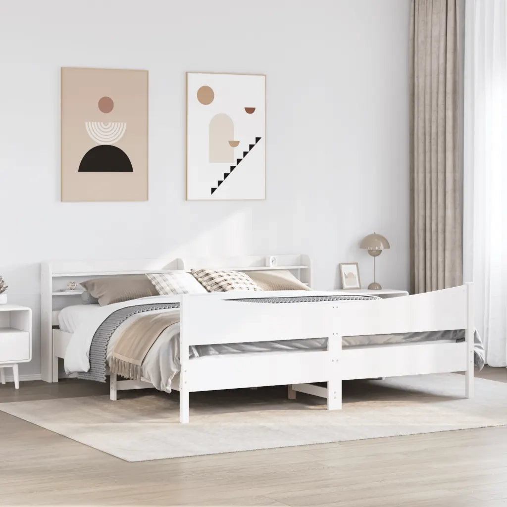 Giroletto con Testiera Bianco 180x200 cm Massello Pino 3307036