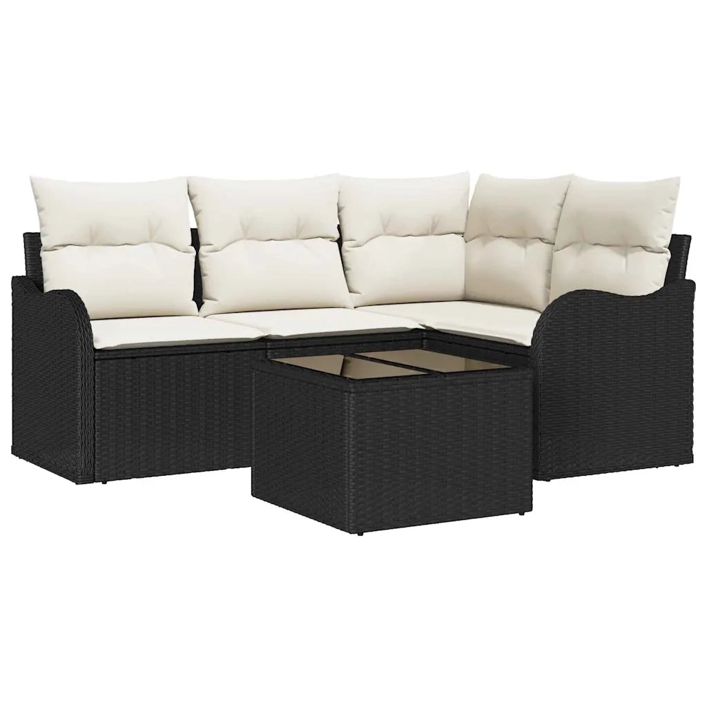 Set Divano da Giardino 5 pcs Nero polyrattan 3345687