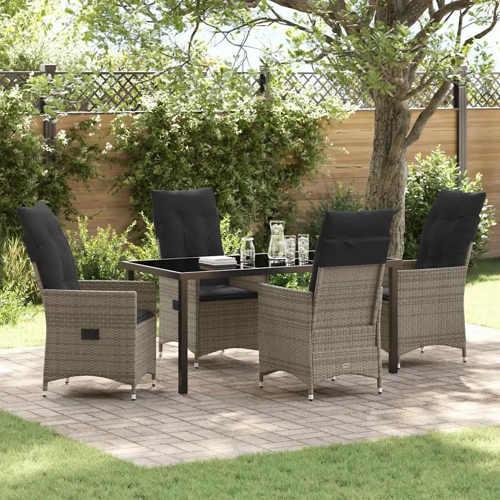 Set da Pranzo per Giardino con cuscino 5 pcs Grigio polyrattan 3379551