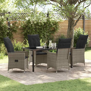 Set da Pranzo per Giardino con cuscino 5 pcs Grigio polyrattan 3379551