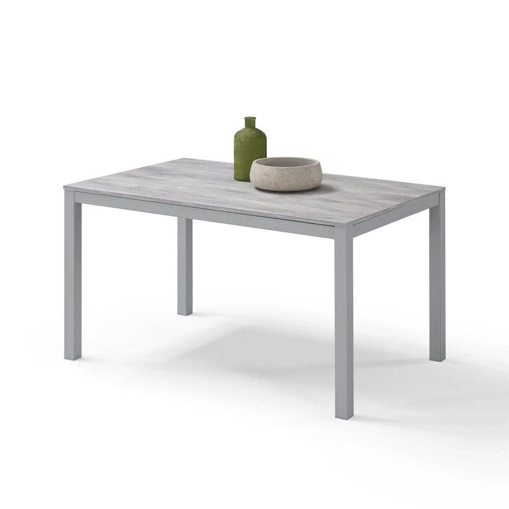 Tavolo da pranzo allungabile 130x80 Cemento Struttura Silver modello GIOTTO MADE IN ITALY con allunga laterale 40 cm per sala da pranzo, cucina e soggiorno, design moderno