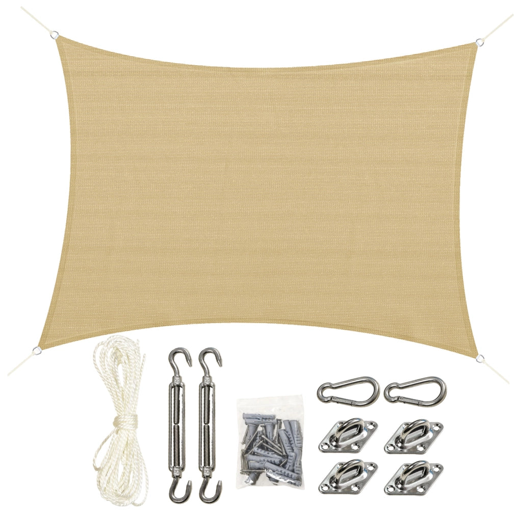Tenda da sole rettangolare 4x3m ¨C zephmum ¨C beige HDPE UV