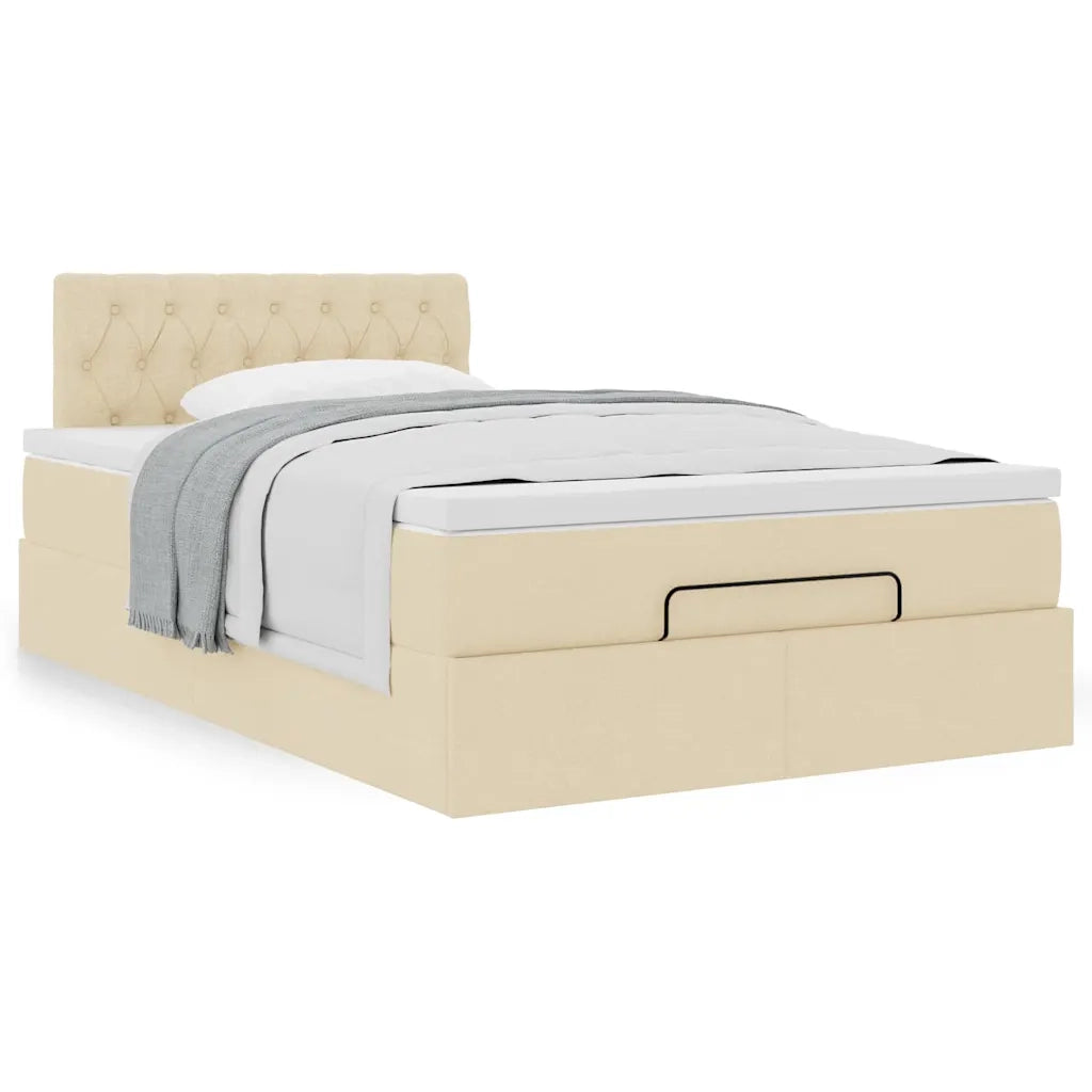 Struttura Letto Pouf con Materasso Crema 120x190 cm in Tessuto 3311530