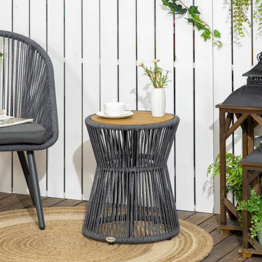 Tavolino da giardino in polyrattan ¨C zephmum ¨C 39x39x49 cm, nero + naturale