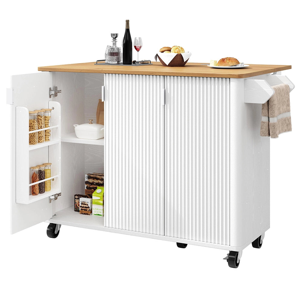 Isola cucina con legno - Xylo - 130x45x92cm 3 ante regolabile