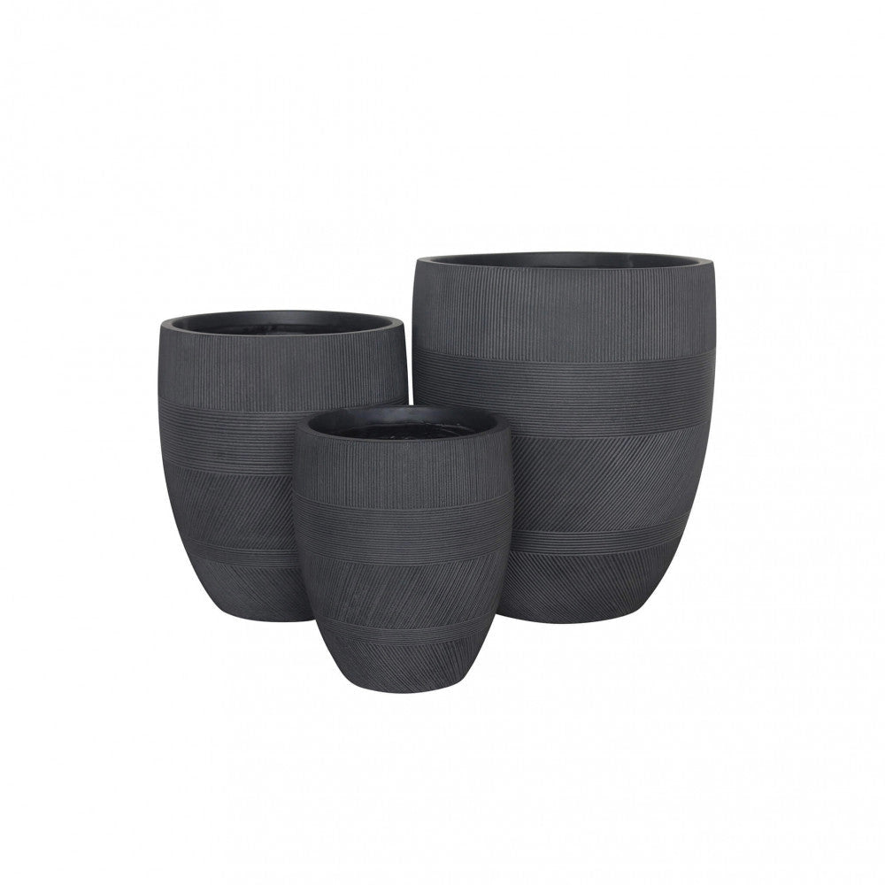 Set di 3 vasi  Papavero in Fibra sintetica Grigio scuro