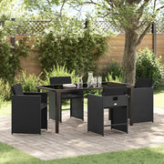 Set da Pranzo per Giardino 5 pcs Nero polyrattan