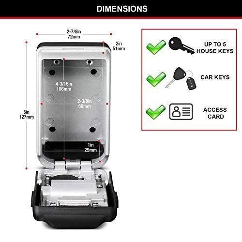 Master Lock 5425EURD Select Access Cassaforte per Chiavi a Parete Serratura Elettronica Combinazione 4 Cifre Kit Montaggio colore Grigio