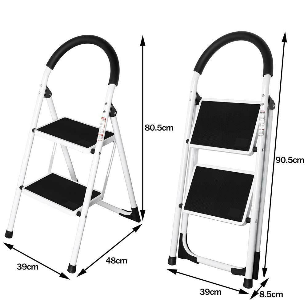 Scala Scaletta Pieghevole 2 Gradini Antiscivolo Sgabello Scaletto Acciaio 150kg