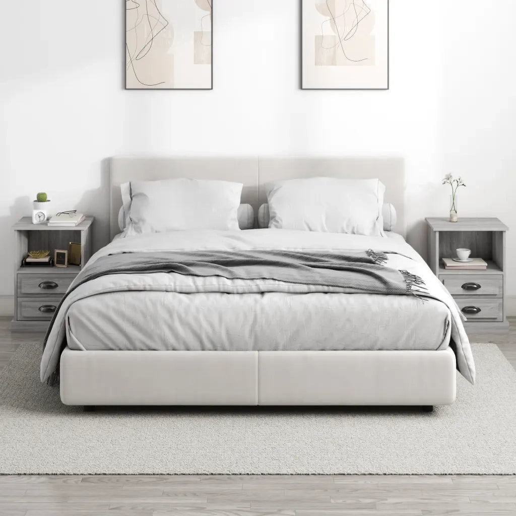 Comodini 2 pz-Set di 2 Tavolino da notte Grigio Sonoma 43x36x60 cm