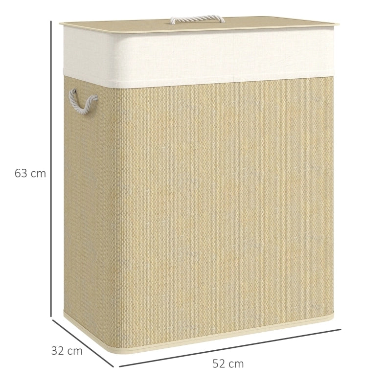CESTO PORTABIANCHERIA 100 L in Bambù Bianco con Coperchio
