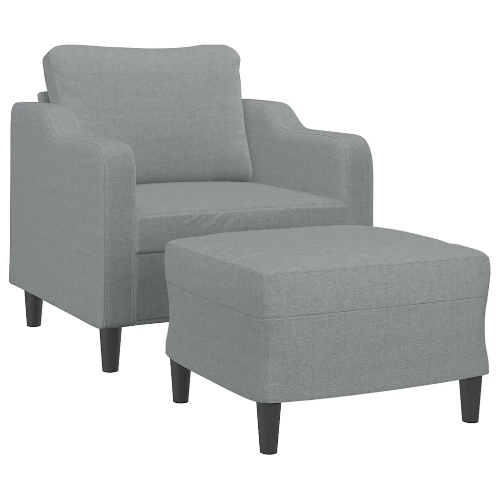 Poltrona con Poggiapiedi Grigio Chiaro 60 cm in Tessuto