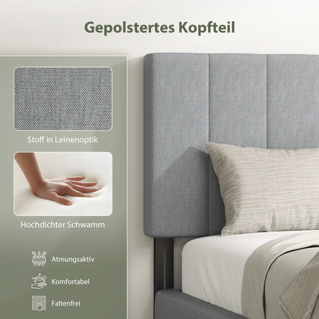 Testiera regolabile in altezza con gambe in metallo ¨C zephmum ¨C 160x10x106 cm Grigio