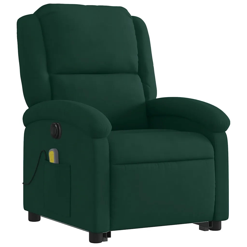 Poltrona Alzapersona Massaggiante Elettrica Verde Scuro Velluto 3204335