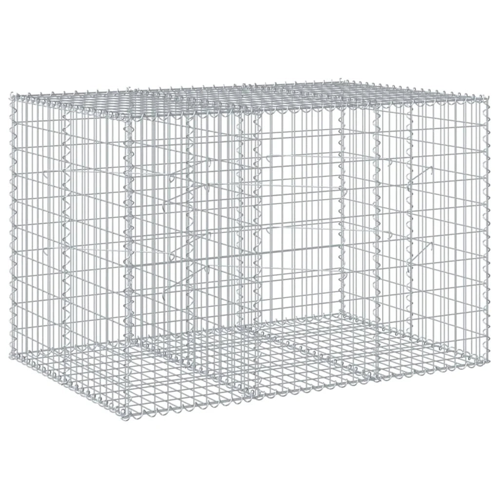 Gabbione recinto a gabbia muro di contenimento con coperchio 150 x 100 x 100 cm ferro zincato argento 02_0040137