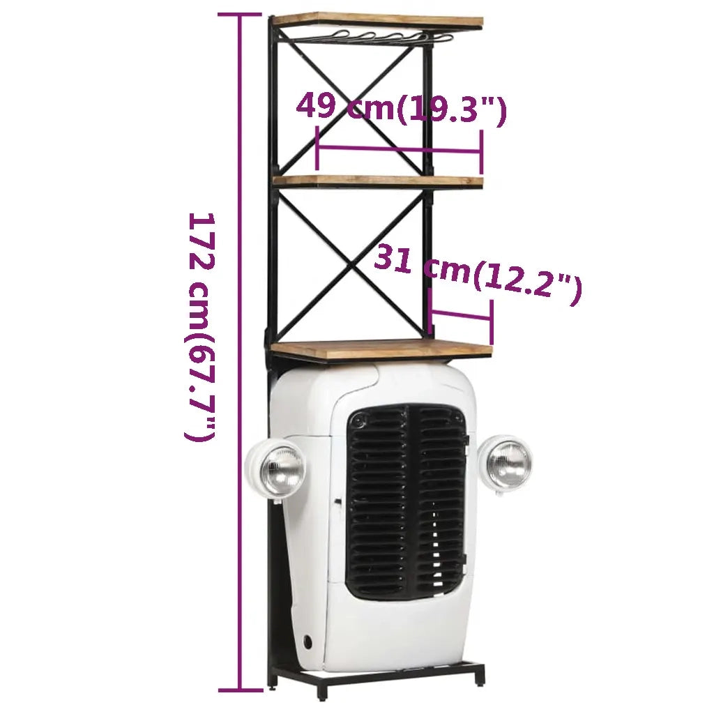 Cantinetta per Vini a Trattore Bianca 49x31x172 cm Mango Grezzo 320487