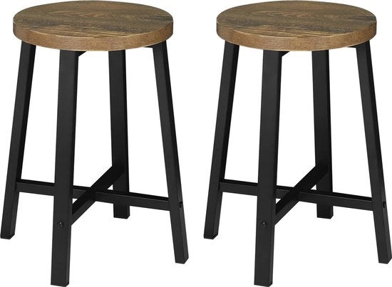 Set di sedute per cucina e sala da pranzo in acciaio e legno - 29,5 x 29,5 x 46 cm