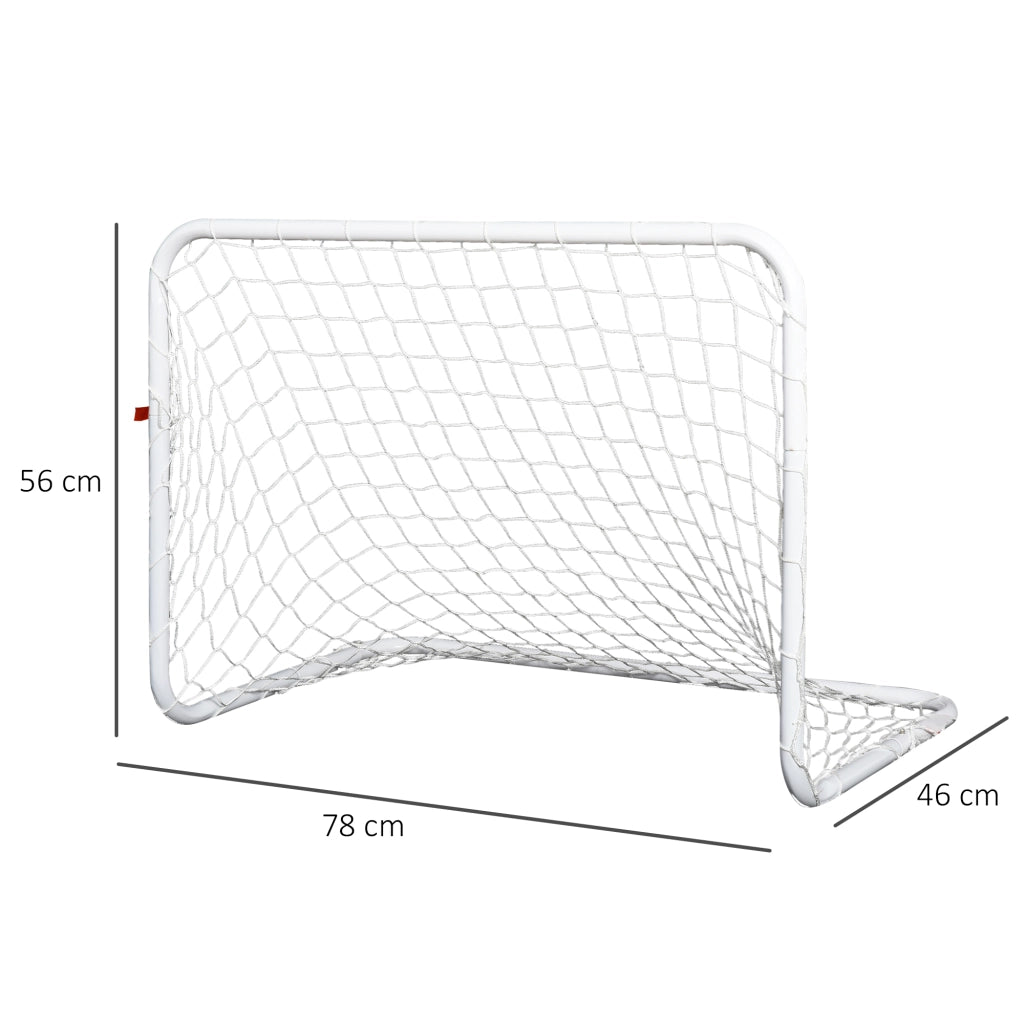 Set 2 Porte Calcio con Rete e Pallone ¨C zephmum ¨C Bianco, Acciaio e Poliestere, 78x46x56 cm