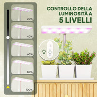Lampada per Piante da Interno con 3 Vasi Autoirriganti Timer e 5 Livelli Bianco