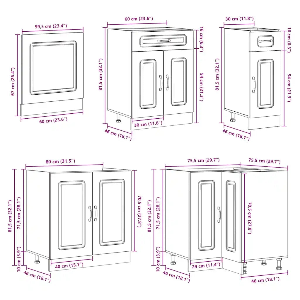 vidaXL Set Mobili da Cucina 11 pz Lucca Rovere Artigianale Truciolato