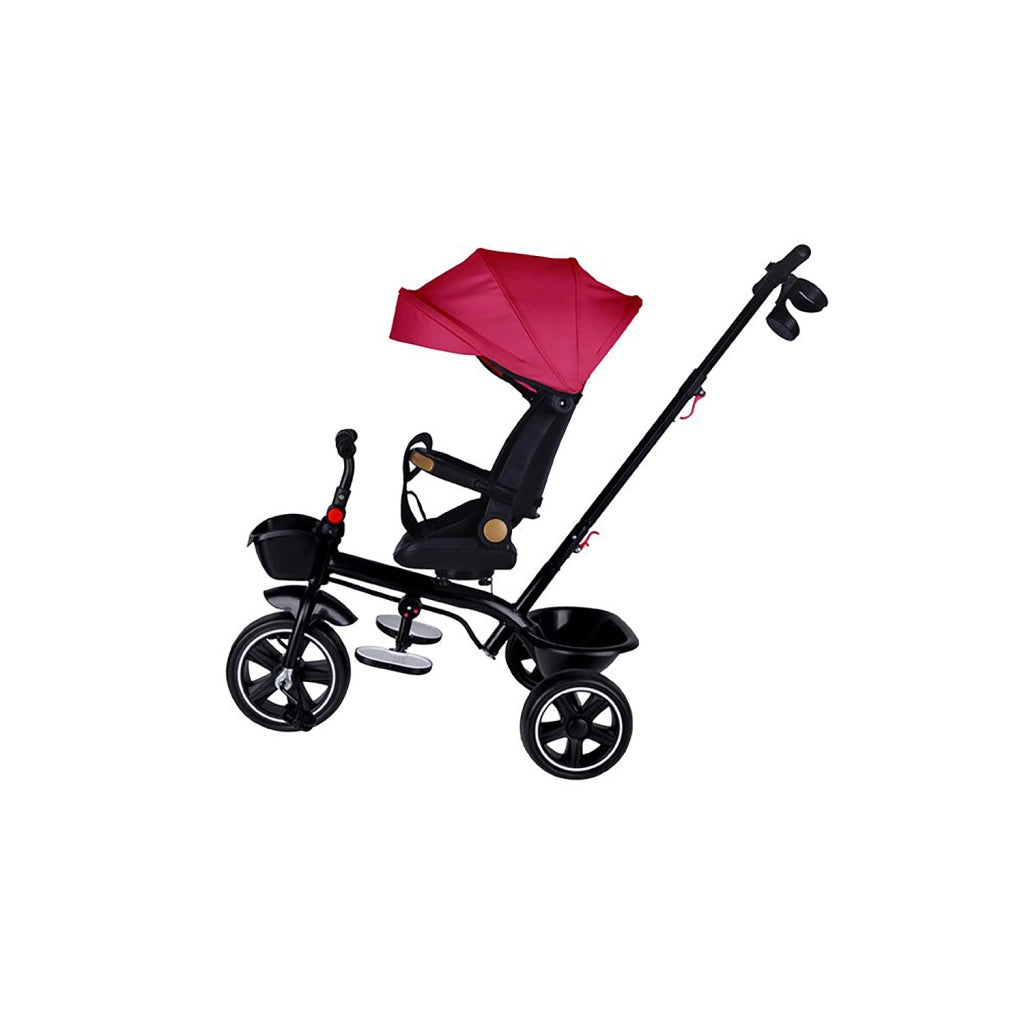 Passeggino Triciclo con Sedile Girevole 65x47x110 cm con Cappotta e Cestini Fucsia