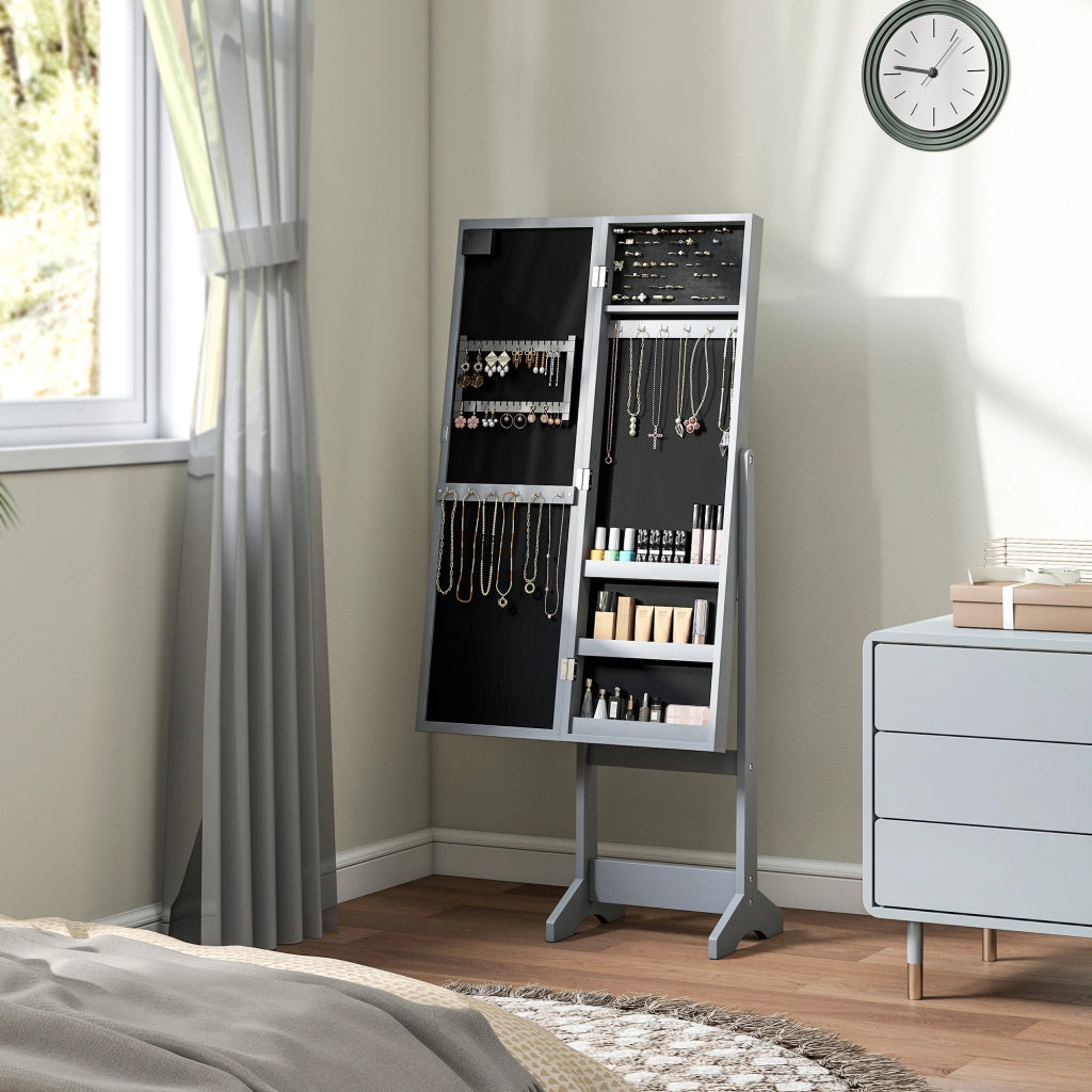 Armadio Joyero con Luci LED e Specchio a Pieno ¨C zephmum ¨C Grigio