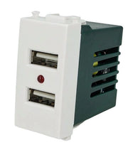 Modulo Caricatore 2 Porte USB 2,1A Bianco Compatibile Vimar Plana