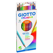 Trade Shop - Set Pastelli Colorati 12 Pz. Matite In Legno Per Colorare Giotto Scuola Disegno -