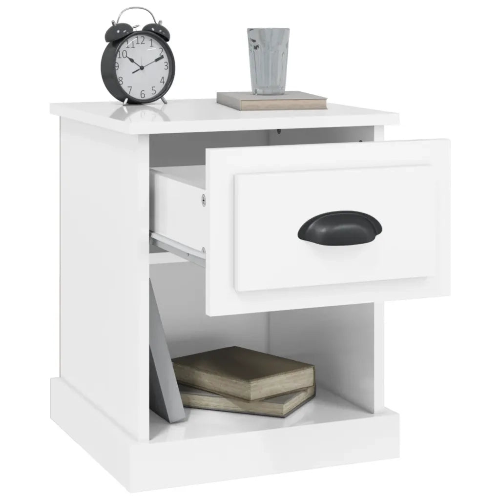 Comodini 2 pz-Set di 2 Tavolino da notte Bianco Lucido 39x39x47,5 cm in Legno Multistrato