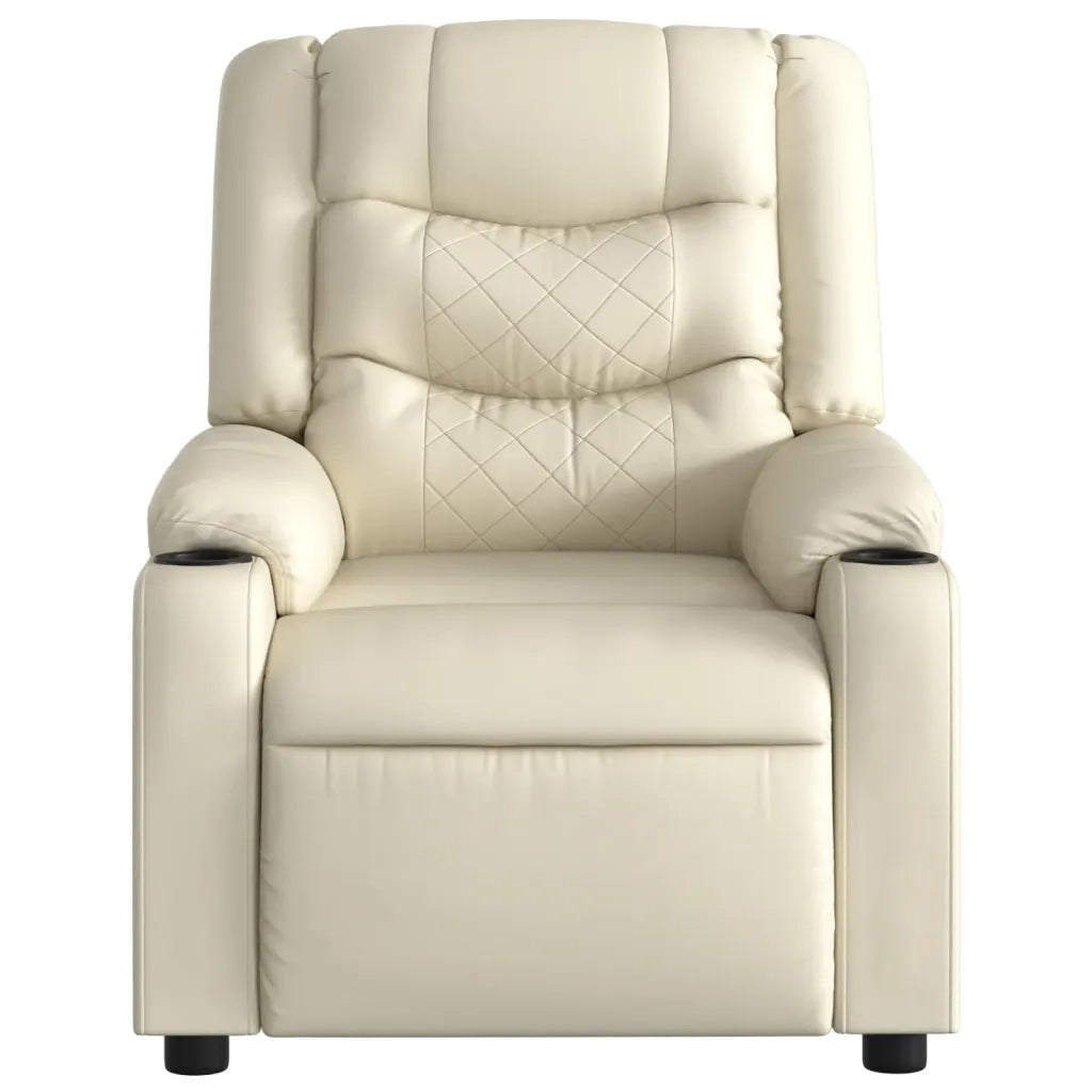 Divano Sedia-Poltrona Reclinabile Crema in Similpelle 224042