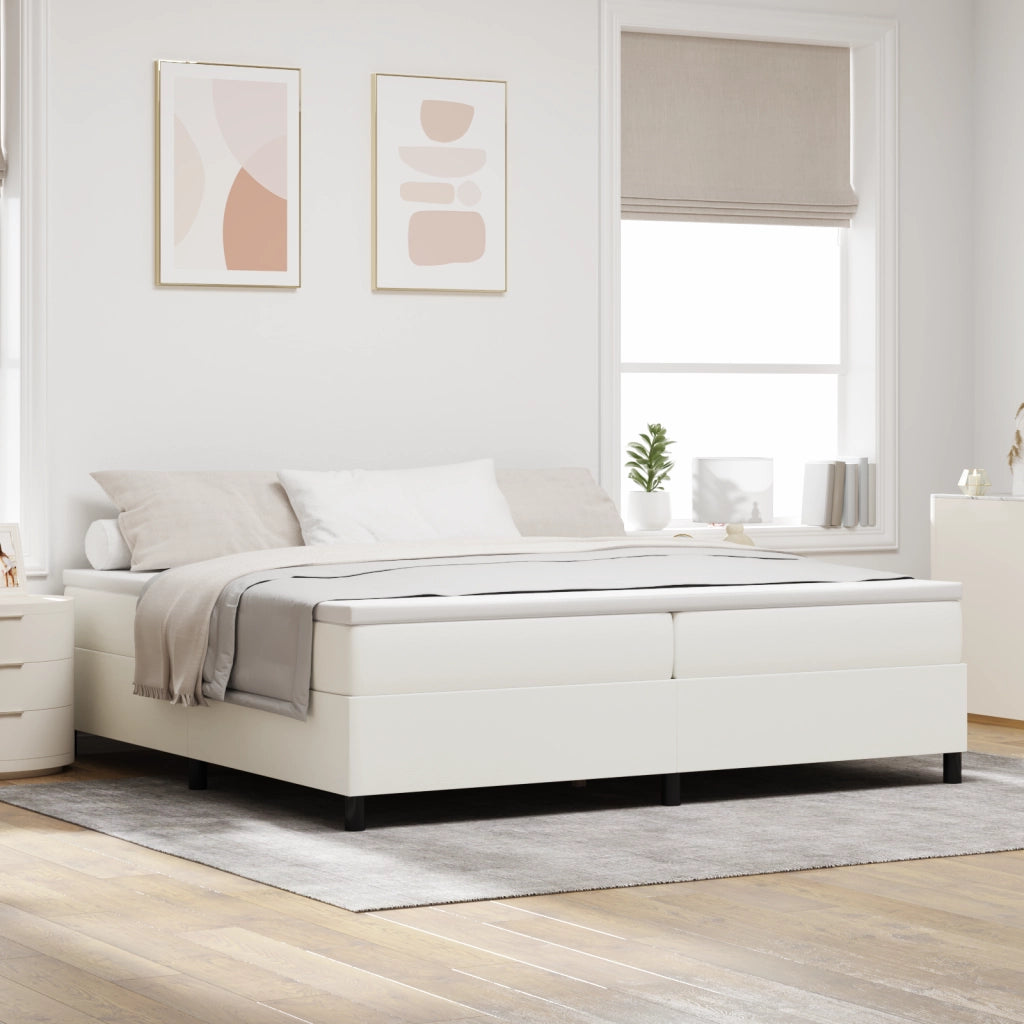 Letto Box Spring Crema 200x200 cm Tessuto a coste