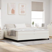 Letto Box Spring Crema 200x200 cm Tessuto a coste