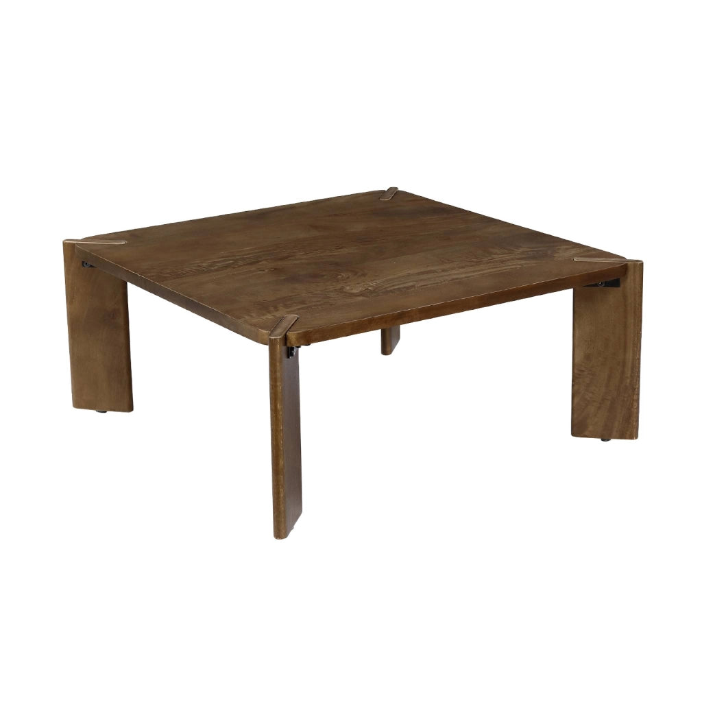 Tavolino esotico quadrato in legno massello, 80cm, noce