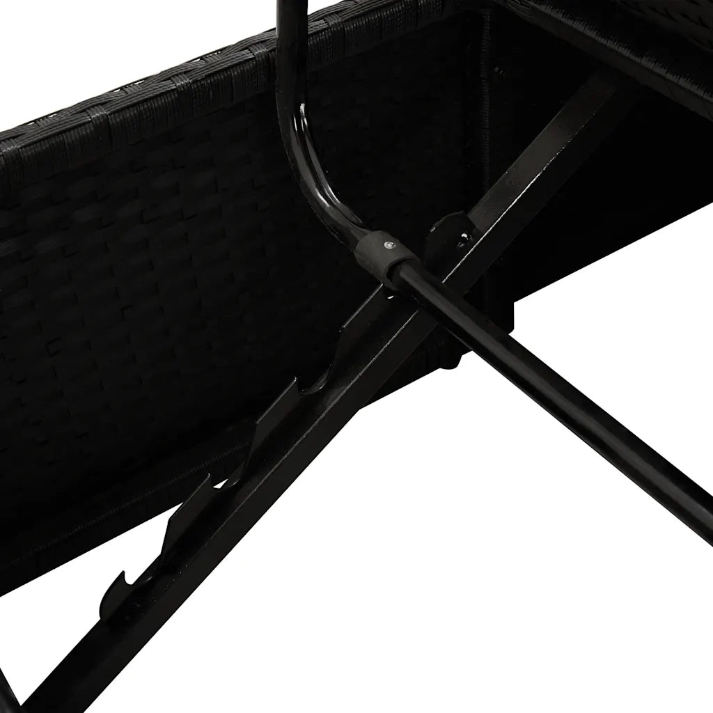 Lettino Prendisole con Cuscini in Polyrattan Nero cod mxl 18428