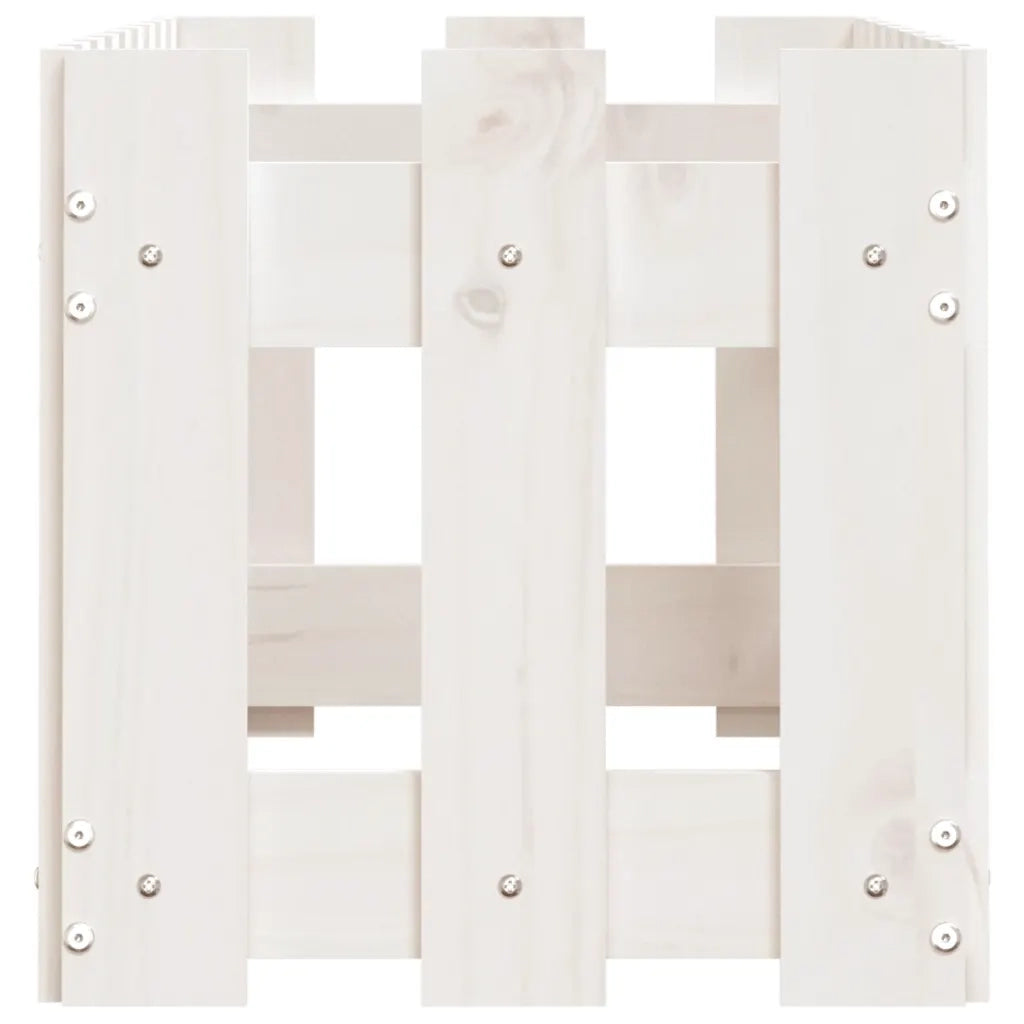 Fioriera Giardino a Recinzione Bianca 100x30x30cm Massello Pino 832473