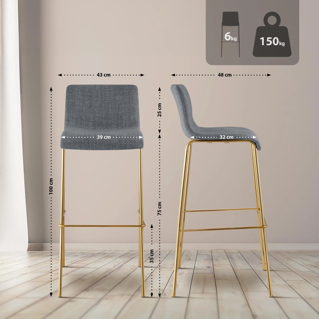 Sgabello da bar Hoover in tessuto 4 piedi oro 5