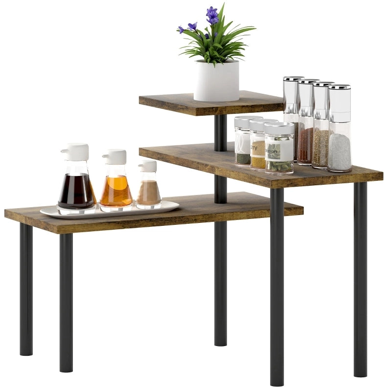 Scaffale da cucina girevole a 3 ripiani in legno e metallo