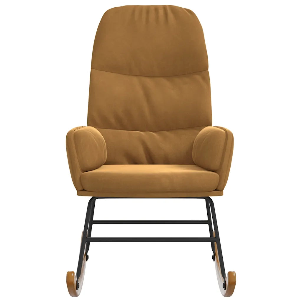 Sedia a Dondolo Marrone in Velluto 4102629