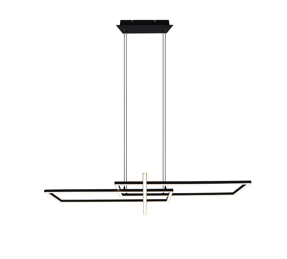 Lampada a sospensione triplo rettangolo, metallo, nero, L 110 cm, Salinas