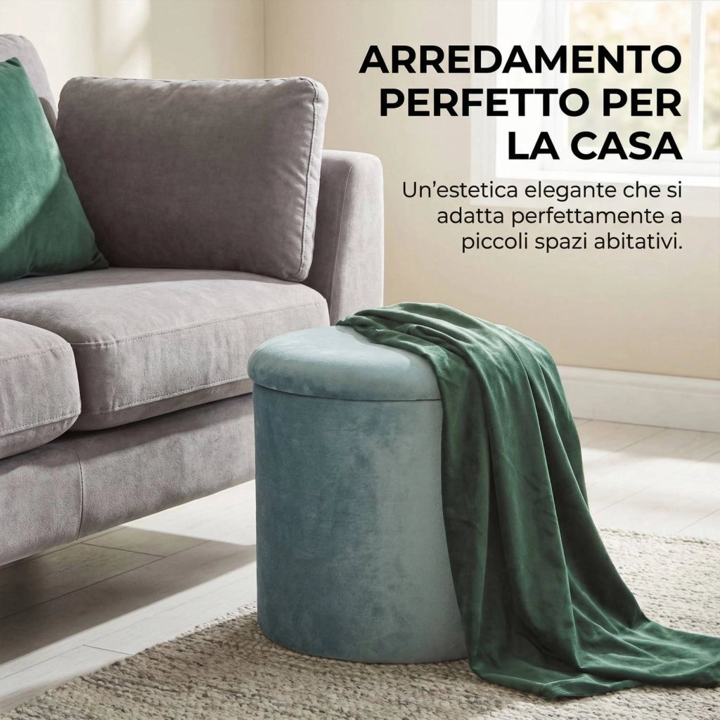 Marvin Pouf Contenitore in Velluto Selina Sgabello Salvaspazio con Vano Portaoggetti Seduta Moderna Elegante per Soggior