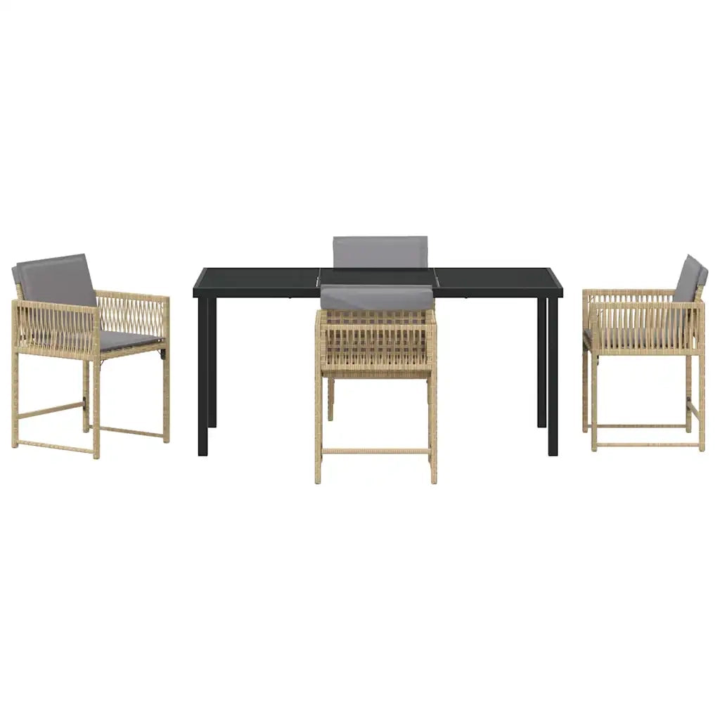 Set da Pranzo per Giardino 5 pz | Set Salotto da Giardino Beige polyrattan