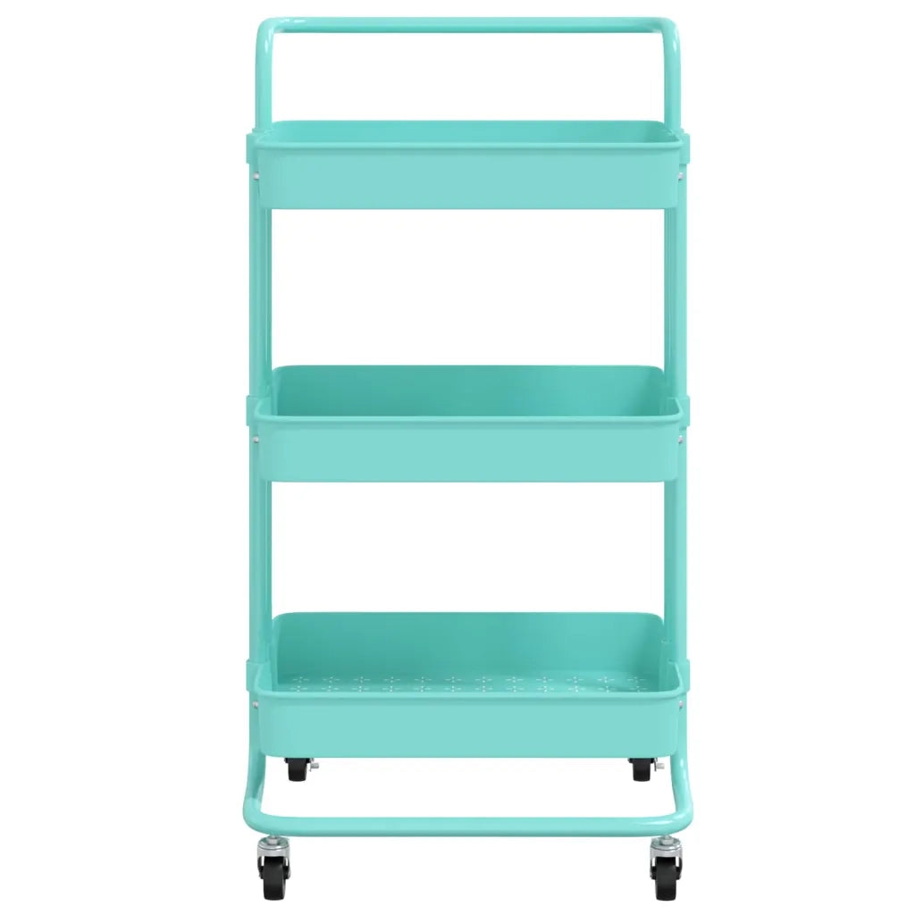 Carrello da Cucina 3 Ripiani Turchese 42x35x85 cm Ferro e ABS CFW7311125