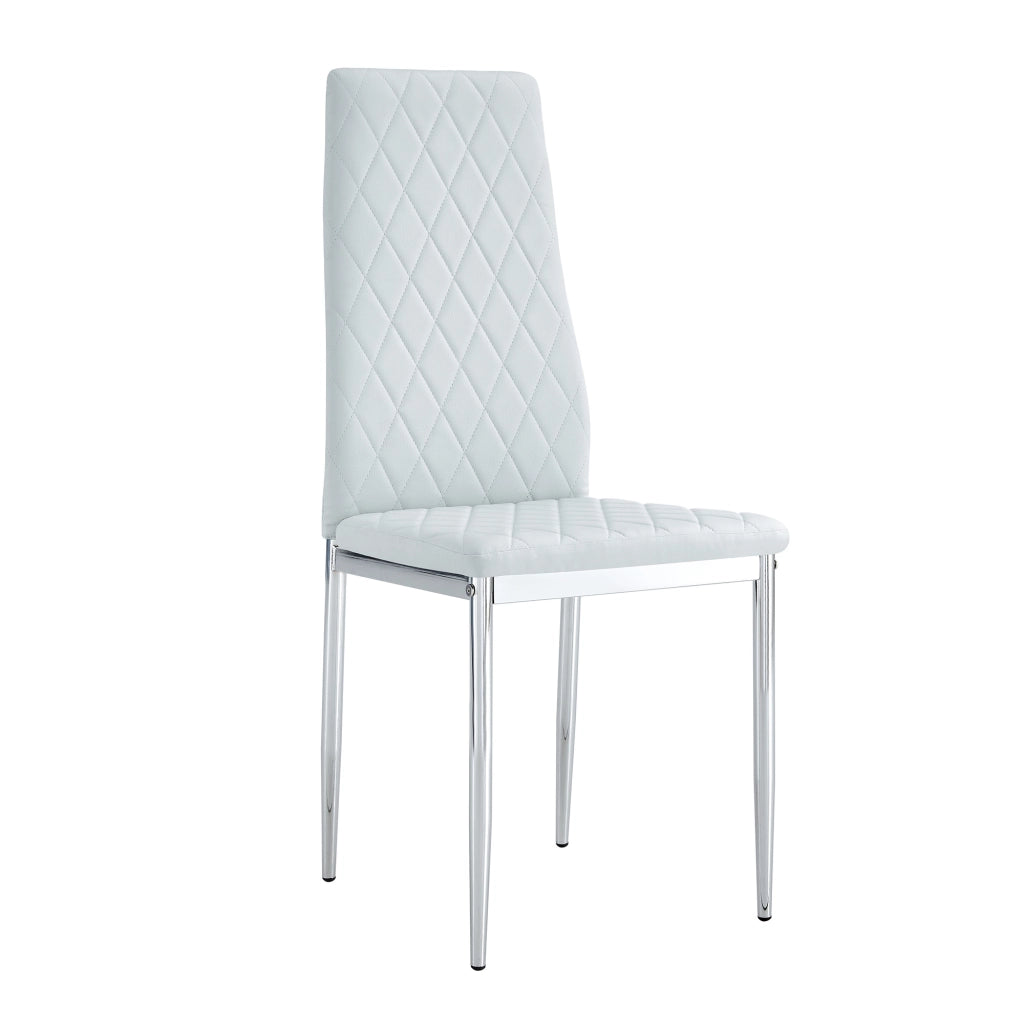 Sedie da Pranzo Set 4 Pezzi ¨C MINIMAL ¨C Similpelle Grigio Chiaro, Gambe Metallo, Design Moderno