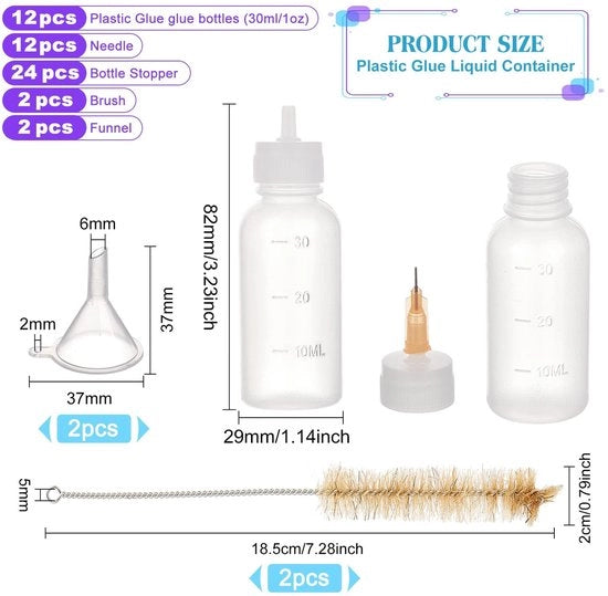 Applicatore di colla multifunzionale in plastica leggera - 12 pezzi - 30 ml - 24 bit - Ideale per lavori precisi