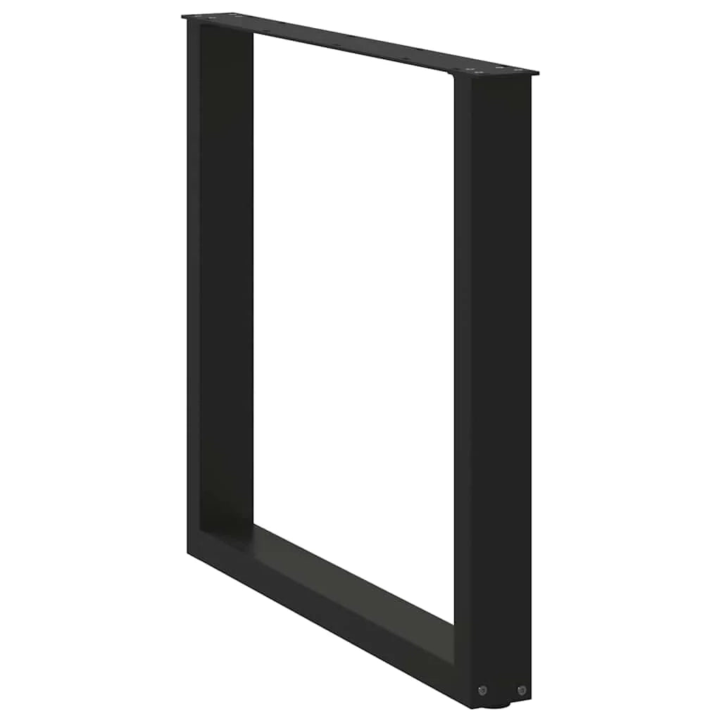 Set di 3 gambe per tavolo da pranzo a forma di U 80 x 72-73 cm con piedini regolabili design moderno in acciaio nero 02_0057444