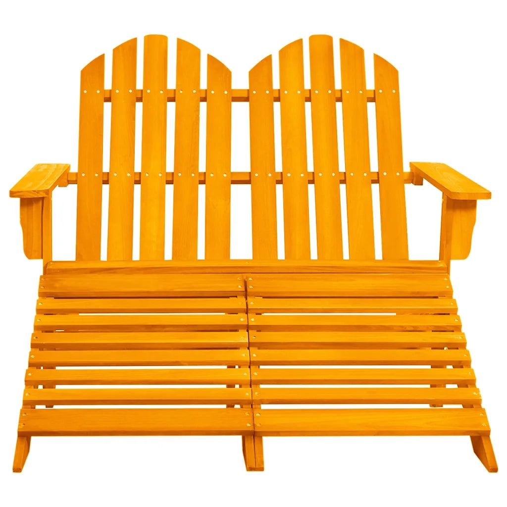 Sedia da Giardino a 2 Posti con Pouf Legno di Abete Arancione 315918